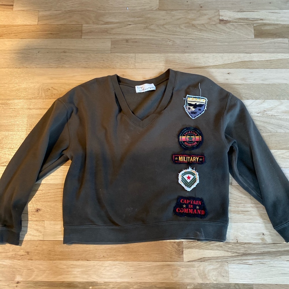 Vintage Havana army patch sweater. Worn